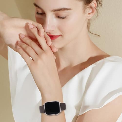 Thin Soft Goatskin Women Leather Bands Compatible With Apple Watch Band 49mm 46mm 45mm 44mm 42mm 41mm 40mm 38mm, Premium Lightweight Slim Leather Straps for iWatch Ultra SE 11 10 9 8 7 6 5 4 3 2 1