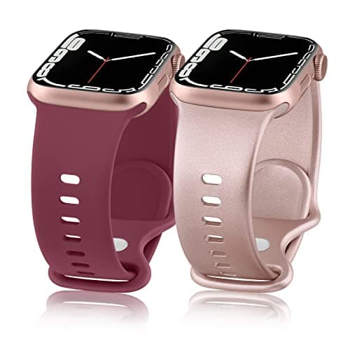 Meliya Band for Apple Watch Series 8 SE 7 6 5 4 3 2 1 45/41/40/44/38/42mm Women Men Soft Replacement Silicone Band for iWatch