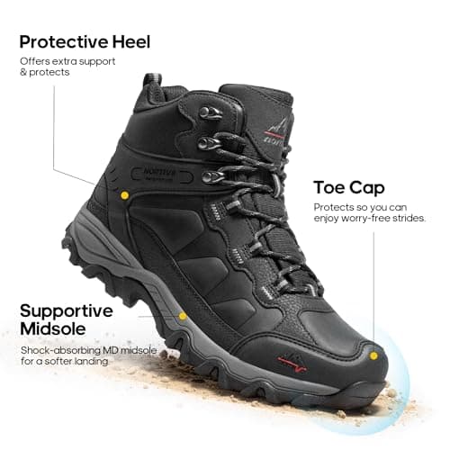 NORTIV 8 Men's Waterproof Hiking Boots Outdoor Trekking Lightweight Mountaineering Leather Shoes