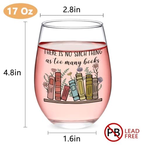 Futtumy Gifts for Book Lovers Women, Book Lover Wine Glasses 17oz, Gifts for Readers Book Lovers, Funny Reading Bookish Book Lovers Gift for Birthday Christmas Mother's Day