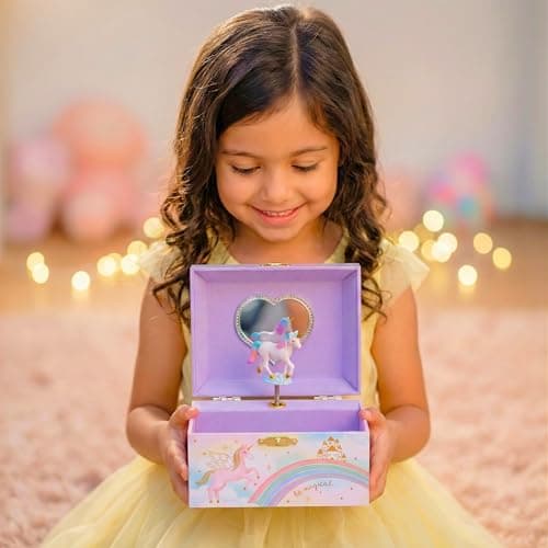 Music Boxes for Little Girls, Toddler Jewelry Box for 4 Year Old Kids, Toys for Toddlers, Birthday Gifts for Kids 5-9 Years Giggle & Honey® Musical Unicorn Jewelry Box for Girls B0CHKLZ7PJ