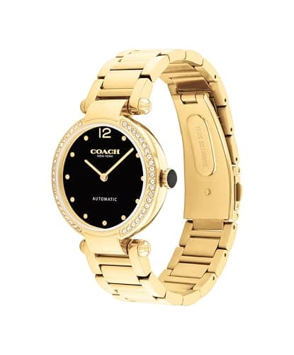 COACH Cary Women’s Automatic Watch – Link Bracelet – 2-Hand Movement – Crystal Bezel - for Day or Night wear, Gift for Her - 34mm