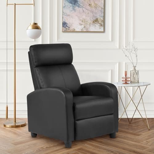 FDW Recliner Sofa Massage Chair Home Theater Seating with Lumbar Support and Padded Backrest for Living Room and Bedroom (Leather, Black)