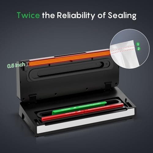 FRESKO Vacuum Sealer Machine with Automatic Bag Detection, Double Heat Seal, Compact Food Sealer, Easy to Use, Starter Kit