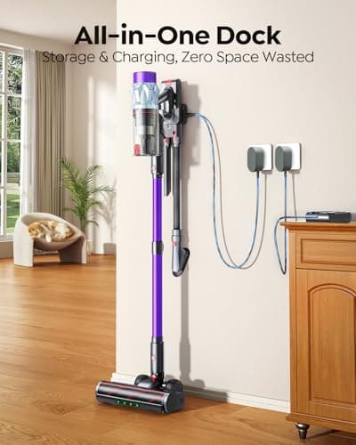 Cordless Vacuum Cleaner 65min/600W/50KPA Self-Standing Vacuum Cleaners for Home with 3.3Ft Hose & Auto Mode, Wall Mount Charging Stick Vacuums with Fragrance Dust-Scraper for Hardwood Floor/Car/Pet
