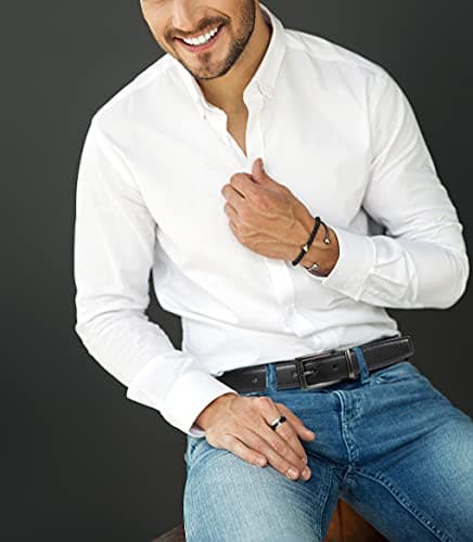 Lavemi Mens Belt Reversible 100% Italian Leather Dress Casual,One Reverse for 2 Colors,Trim to Fit