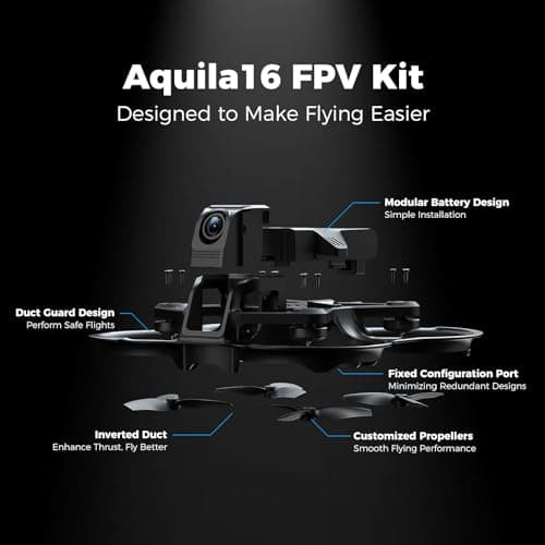 BETAFPV Aquila16 FPV Kit with LiteRadio 2 SE Transmitter for Simulator, VR03 Goggles with DVR Recording Function, 3 Flight Modes, Supported 1S RTF Kit for FPV Beginner to Fly Indoor & Outdoor ELRS V3