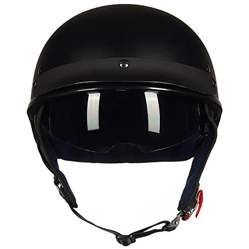 ILM Half Helmet Motorcycle Open Face Sun Visor Quick Release Buckle DOT Approved Cycling Motocross Suits Men Women 205V (M, Matt Black)
