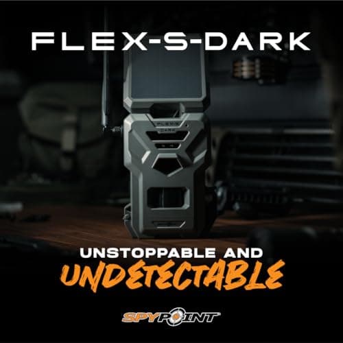 SPYPOINT Flex-S-Dark Ultimate Pack with SD Card + LIT-22 - Solar Cellular Trail Camera – Built-in Solar Panel, 40MP Photos, 1080p Videos + Sound, No-Glow Game Camera, Night Vision, Trail Cam
