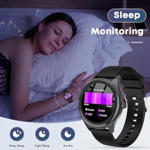 DIVOAZBVO DIVOAZBVO Smart Watches for Women Men, 1.39" HD IPS Touchscreen Smartwatch with 120 Sports Modes, Heart Rate/Sleep Monitor, IP67 Waterproof, Bluetooth Call & Music Control for iPhone/Android (Black)