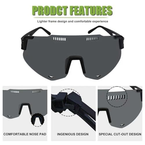 TURVSTPC Sport Running Sunglasses for Women Men, Professional Cycling Glasses Mens Sunglasses Wrap Around Uv400 Protection