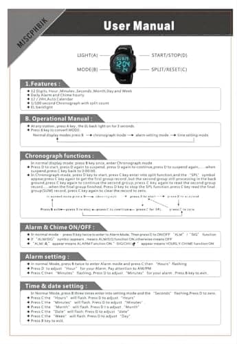 MJSCPHBJK Mens Digital Sports Watch, Waterproof LED Screen Large Face Military Watches for Men