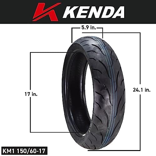 Kenda KM1 (KM001) 110/70R17 Front (54H) & 150/60R17 (66H) Rear Tires for Sport Touring Motorcycles, Radial with High-Speed Stability & Excellent Wet Grip w/Keychain (110/70-17) (150/60-17) (2-Pack)