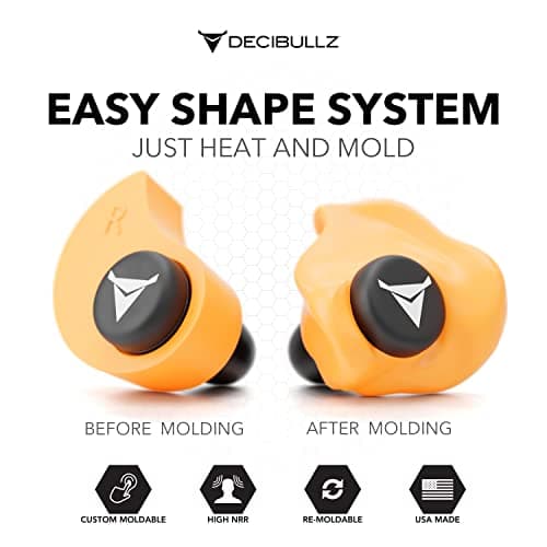 Decibullz - Custom Molded Earplugs, 31dB Highest NRR, Comfortable Hearing Protection for Shooting, Travel, Work and Concerts