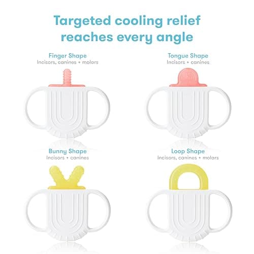 Frida Baby Silicone Teething Toys, 4-in-1 Teether for Babies & Infants, Teething Relief for 0-18 Months, Not-Too-Cold-to-Hold Baby Teether, BPA-Free