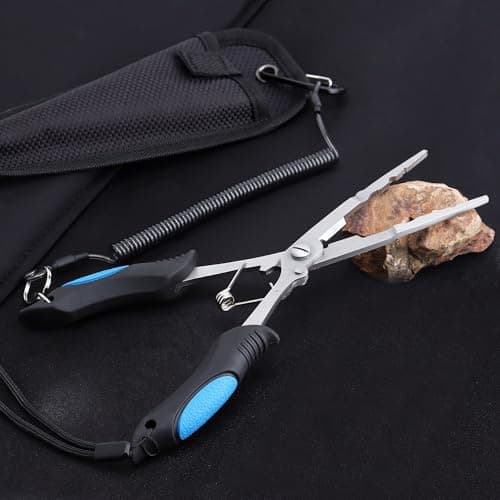 Fishing Pliers Stainless Steel Long Nose Hook Remover with Sheath and Lanyard for Line Cutters Saltwater and Freshwater