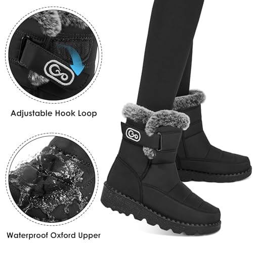 Ablanczoom Womens Winter Snow Boots With Warm Fur Lining Comfortable Booties Non Slip Waterproof Outdoor Shoes