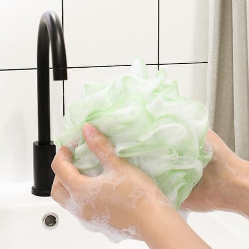 Tbestmax 4 Pack Bath Sponge Pouf Shower Loofah Body Scrubber Exfoliator, 60g/Piece - 4 Colors