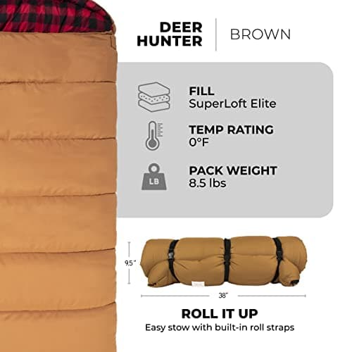 TETON Sports Deer Hunter Sleeping Bag, Warm and Comfortable Camping Sleeping Bag, Teton Tough Canvas Shell for Camping, Hunting, and Cold Weather