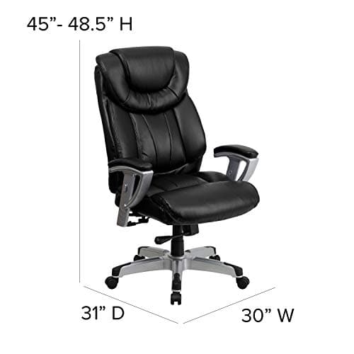 Flash Furniture HERCULES Series Big & Tall 400 lb. Rated Black LeatherSoft Executive Ergonomic Office Chair with Silver Adjustable Arms