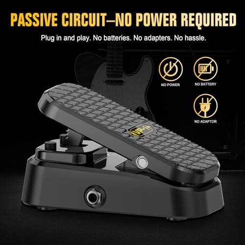 Volume Expression Pedal for Electric Guitar – Dual-Function Passive Foot Controller, No Power Required, Silent Operation, Non-Slip Design, 1/4” Input/Output for Effects and Pedalboards