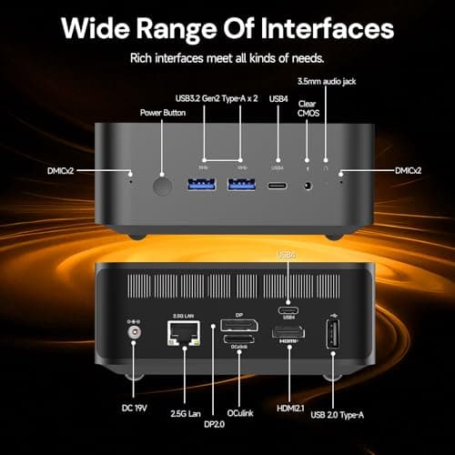 Reatan AI Oculink Mini Barebone PC AMD Ryzen 7 255 (8C/16T Upgraded 8745HS) Radeon 780M NO SSD & NO RAM & NO OS 8K Quad-Screen Display Desktop Gaming Mini Computers WiFi 7 BT:5.4 Built-in Speaker