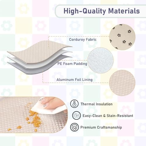 Baglemon Lunch Bag for Women Men Cute Corduroy Lunch Tote Bags Reusable Insulated Lunch Box Large Capacity Reusable Insulated Cooler for Work/Picnic/Travel