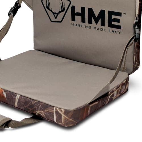 HME Durable Portable Compact Comfortable Weather-Resistant Versatile Hunting Folding Seat Foam Cushion with Adjustable Straps and Storage Pocket