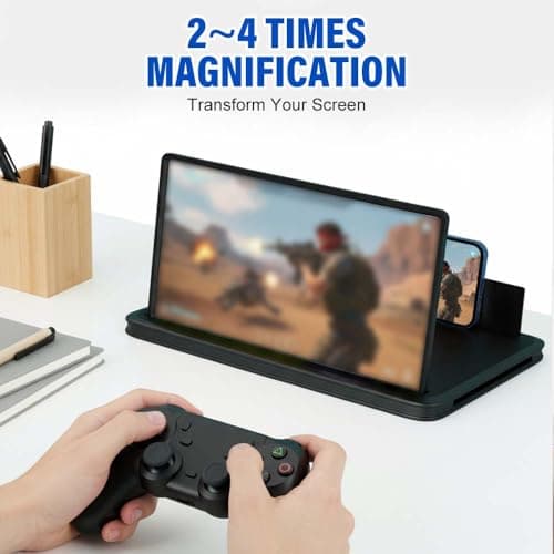 Mobile Phone Magnifier Screen, 2026 New 3D HD Magnifying Projector Screen Enlarger for Movies, Videos and Gaming, Portable 3D Magnifying Screen for Elderly (Black, 10 Inch)