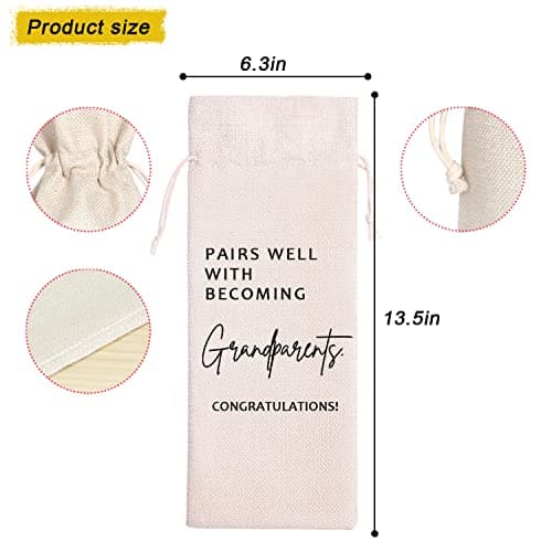 Grandparents Wine Themed Announcement,Gandma Grandpa Wine Bag,New Grandparents Gift-Pairs Well with Becoming Grandparent Congratulations