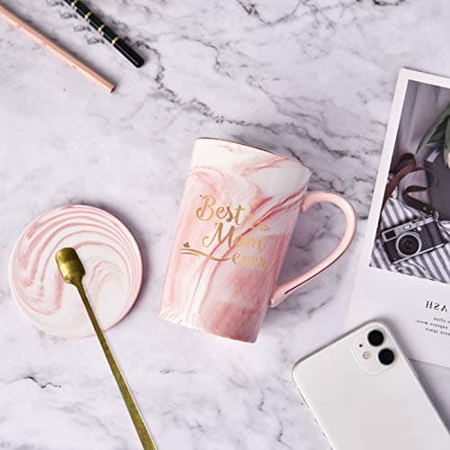 YHRJWN Mom and Dad Gifts, Best Dad and Mom Mug, Christmas Birthday Gifts for Parents from Daughter Son New Parent Couple Gift Set, Christmas 14 Oz Coffee Mug with Gift Box Coaster Spoon