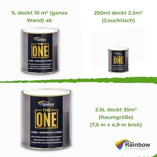 THE ONE All-In-One Paint & Primer - White Gloss, 84.5 Fl Oz/2.5 Liter | 1 Coat Formula | Easy Indoor & Outdoor Decorating for Home & Garden Walls, Floors & Furniture | Water-Based & Low VOC
