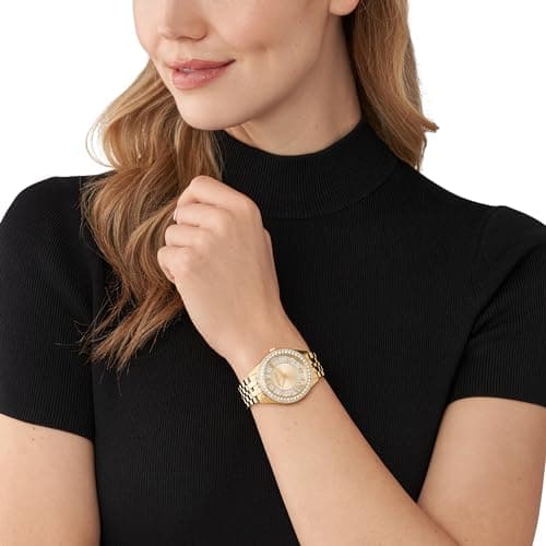 Michael Kors Harlowe Women's Watch, Stainless Steel and Pavé Crystal Watch for Women with Steel or Leather Band