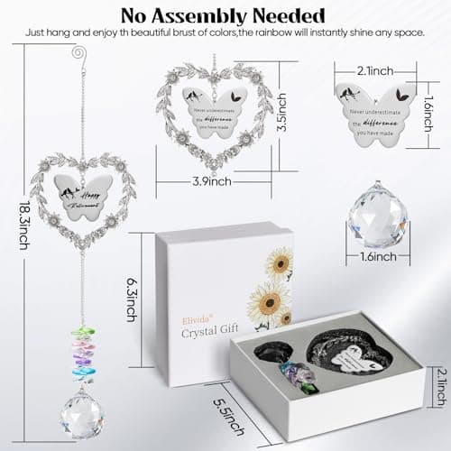 Retirement Party Decoration Hanging Ornament, Personalized Heart-Shaped Retired Farewell Gifts for Coworkers, Men, Friends Retirement Gift for Woman, Happy Retirement Crystal Suncatcher with Card B0DMD46SD7