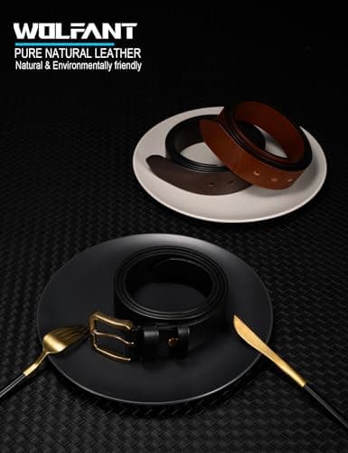 WOLFANT Thicken Full Grain Heavy Duty Casual Work Belts for Men,100% Italian Real Solid Leather