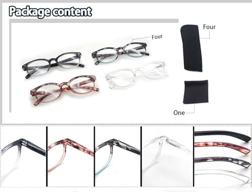 OLOMEE Blue Light Blocking Reading Glasses Women Round Readers Cute Cheaters for Small Head&Face Black/Clear/Tortoiseshell