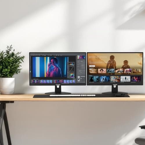 Kado Dual Monitor Setup - 2-Pack 24" 1920x1080 Computer Monitor 75Hz VESA Mount HDMI Office Gaming Hybrid Multitasking Daytrading Built-in Speakers