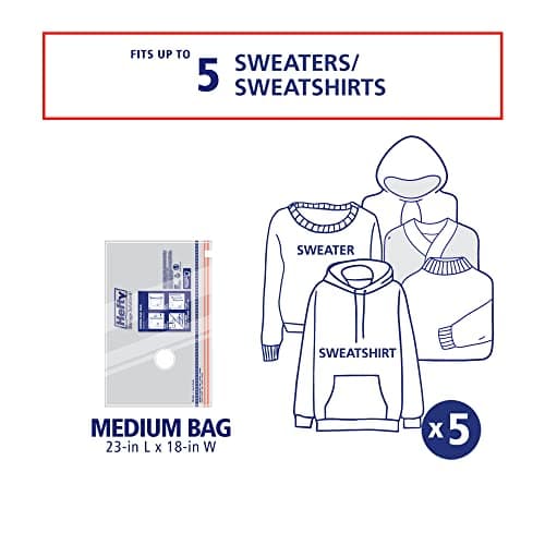 Hefty Shrink-Pak Vacuum Storage Bags - Space Saver for Under Bed Storage, Clothing and Comforters, 3X More Storage Space, 6 Medium Zipper Bags