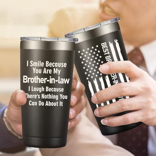 Grifarny Brother in Law Gifts - Brothers in Laws Christmas Gifts - Fathers Day, Birthday Gift for Brother in Law - I Smile Because You're My Brotherinlaw Tumbler Cup 20oz