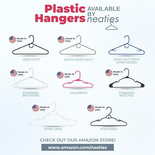 Neaties Large & Wide Heavy Duty Clothes Hangers 12 Pack – Made in USA – Ideal for Plus Size Clothing – 10lb Plastic Hangers with Notches for Oversized Adult Coats & Pants – Blue