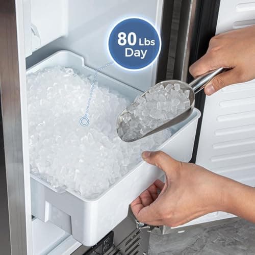 Kismile Under Counter Nugget Ice Maker, Pebble Ice Machine 80 lbs/Day, 24H Timer, Self-Cleaning, Double Ice Baskets, Built-in Ice Maker for Home & Office (Grey