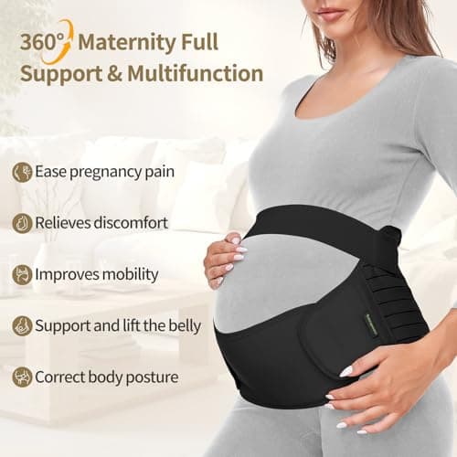 Pregnancy Support Belt Maternity Belly Band Pregnancy Belly Support Bands for Back/Pelvic/Hip Pain (M, Black) Maternity Belt Pregnancy Belly Band 3 in 1 Support Belt for Pregnant Women B09PZ5PSXW