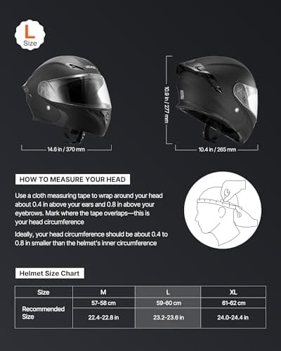 VEVOR Motorcycle Helmet DOT Approved, Adult Motocross Dirt Bike Helmet with Large Clear Visor, Comfortable Motorbike Racing Street with Detachable Liner for Men & Women