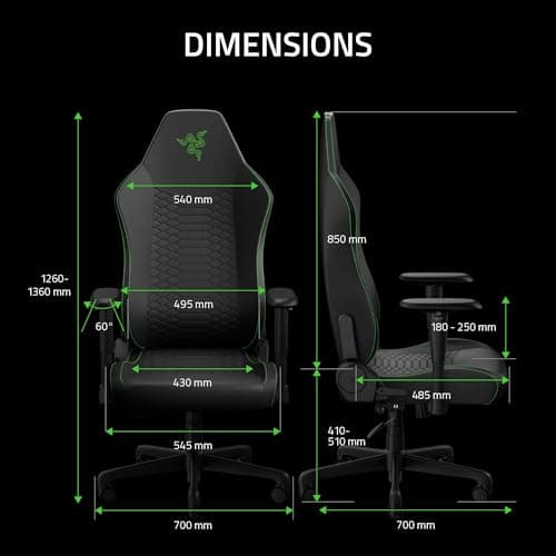 Razer Iskur V2 X NewGen Ergonomic Gaming Chair — Built-in Lumbar Support, Cooltouch Gen-2 EPU Leather, Ultra-Wide Seat Base, Adjustable 152 Degree Recline, Foam Cushions — Black/Green
