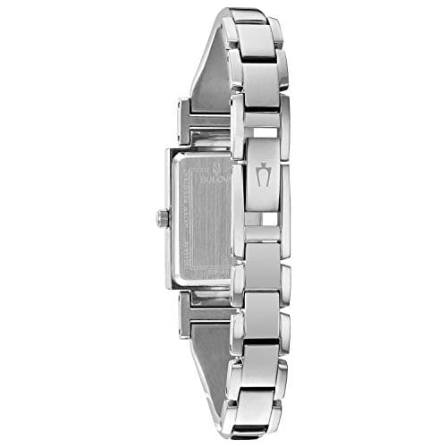 Bulova Ladies' Classic Diamond Dial Quartz Stainless Steel Watch, Rectangle, Mother-of-Pearl