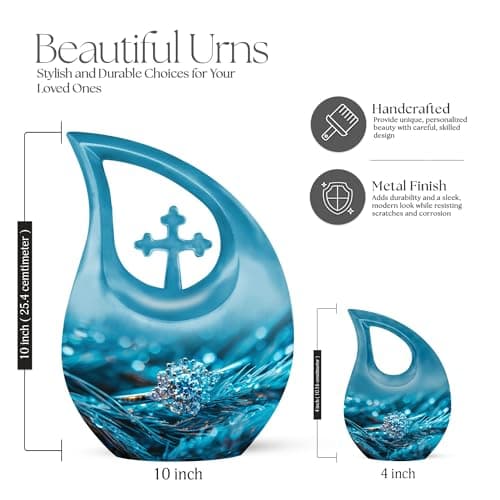 Diamond Ring Funeral Tiny Urns for Adult Ashes Men & Women, Blue Keepsake Drop Funeral Tiny Urn for Ashes Adult Female Cremation 3 Inch, Burial Urn for Daughter & Teenage Girls B0FH759BJ3