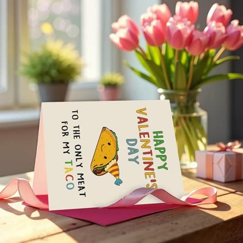 Lovely Taco Valentines Day Card for Him Her, Naughty Valentine's Day Gift for Husband Wife, Romantic Boyfriend Girlfriend Vday Card, To The Only Meat for My Taco