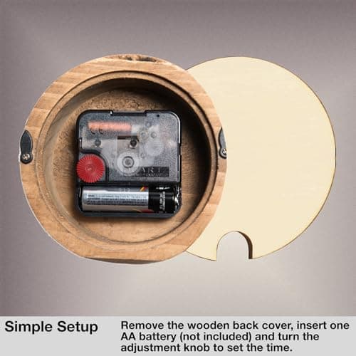 Driini Wooden Analog Desktop Clock – 4.3 in. Decorative Pinewood, No-Tick Design – Easy to Read Silent Sweep Mantle Clock – Quiet Tabletop Clocks with Wood Body, Hands, & Battery Cover; Dark