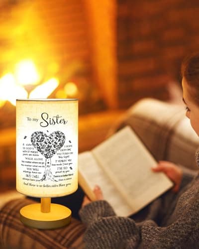 Sisters Gifts from Sister, to Sister Fabric Table Lamp, Sister Valentines Day Birthday Gifts for Sister, Bedside Table Lamp Gifts for Sisters from Sisters Adult