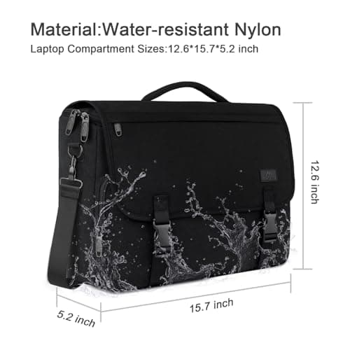 MATEIN Messenger Bag for Men, Briefcases Lightweight Men's Laptop Bag 15.6 inch Water Resistant Crossbody School Satchel Bags Computer Work Office Bag with Shoulder Strap, Black